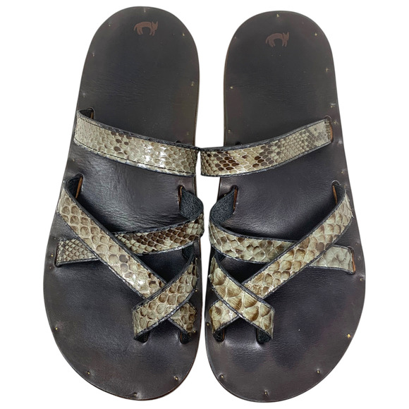 Jutta Neumann New York Helios Sandals Sz 11 Snake Print Leather Handmade Artisan